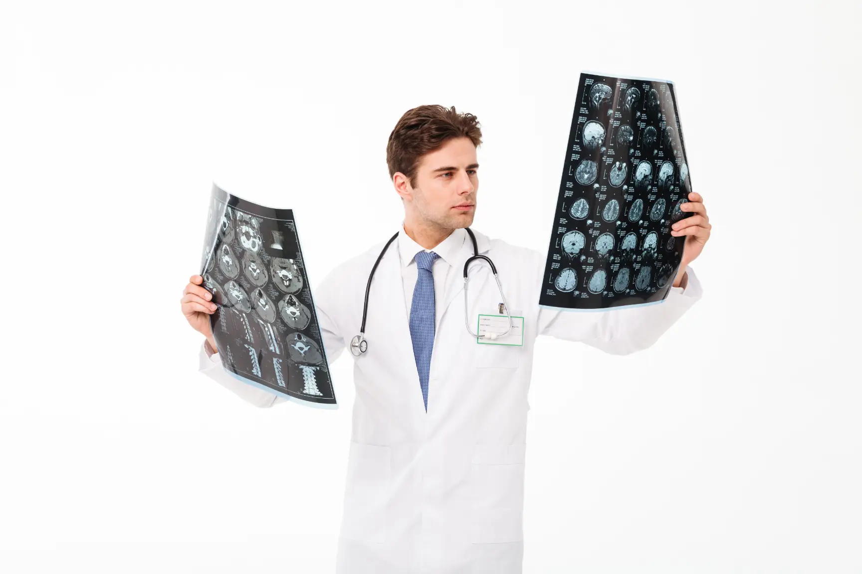 Portrait concentrated young male doctor